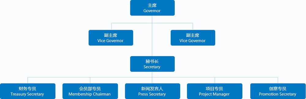 99S中国区组织结构:主席、副主席、秘书长,以及财务、会员部、新闻发言人、项目、创意专员